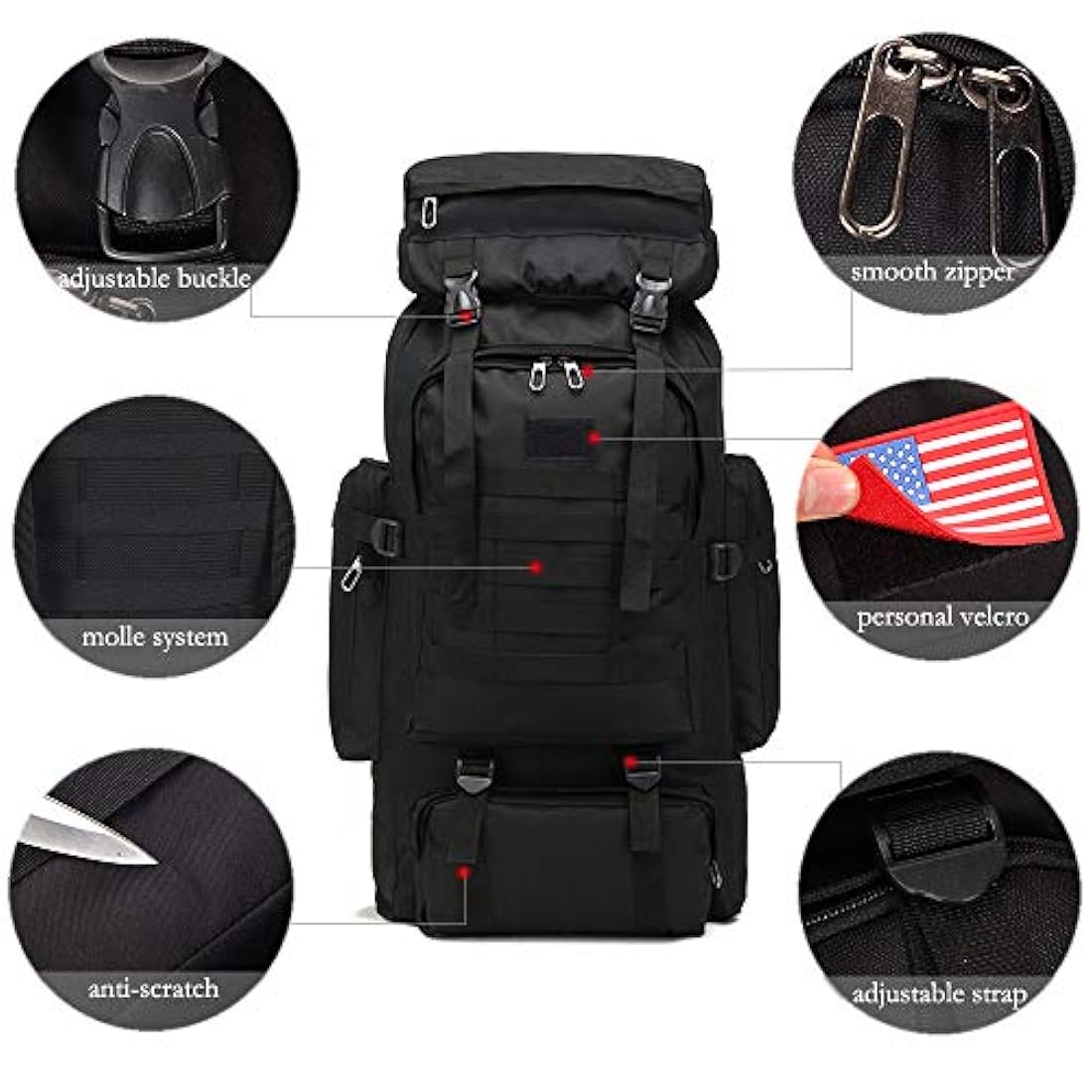 Morral de sederismo impermeable Negro, 70 L, W WintMing