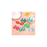 Aretes de piel sintética de trébol sombrero verde 25 pares