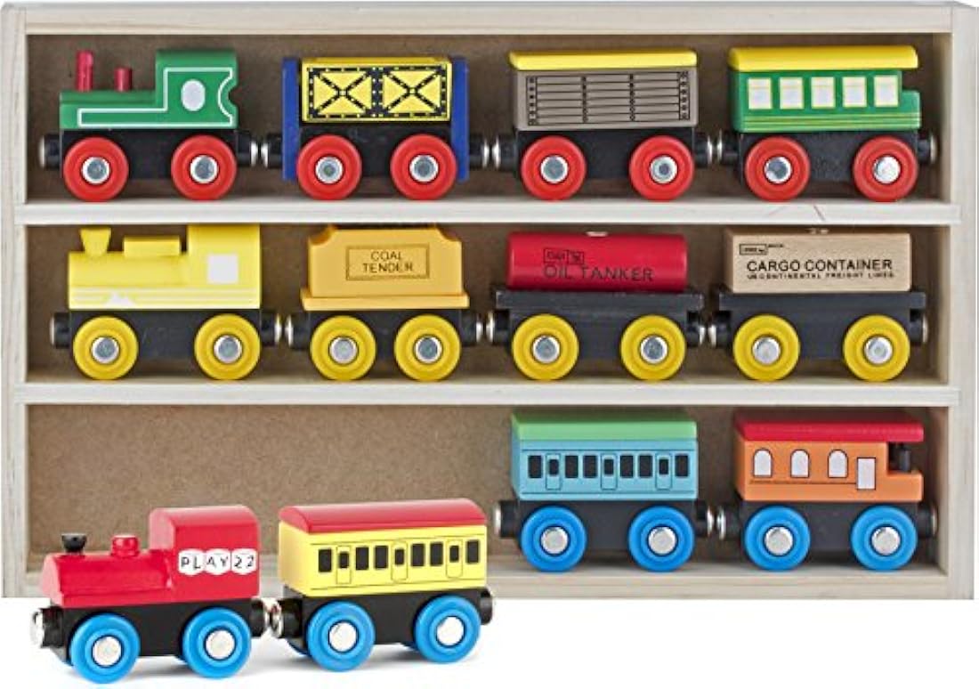 Juego de tren de madera de 12 piezas magnético
