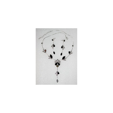 Aretes y Juego de collar  con diseño de flores y cristales