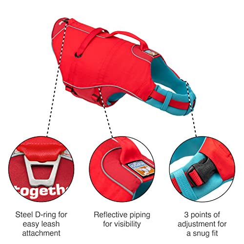 Kurgo Surf n' Turf - Chaleco salvavidas para perro, chaleco salvavidas para natación, chalecos flotantes para perros, PFD para perro, reflectante, ajustable, azul/verde, XS