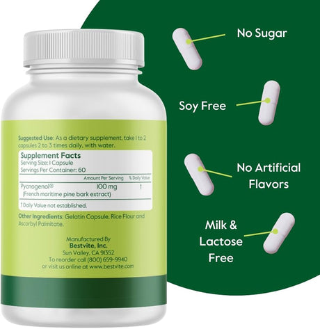 Suplemento Extracto de corteza de pino Pycnogenol 100 mg