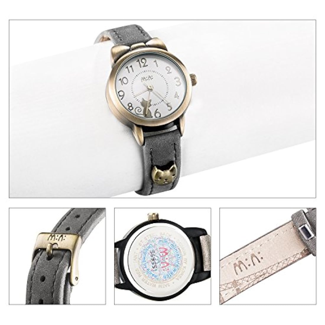 Reloj de pulsera de cuarzo correa de piel suave para niñas