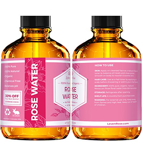 Tónico facial de agua de rosas, 100% puro, marroquí natural