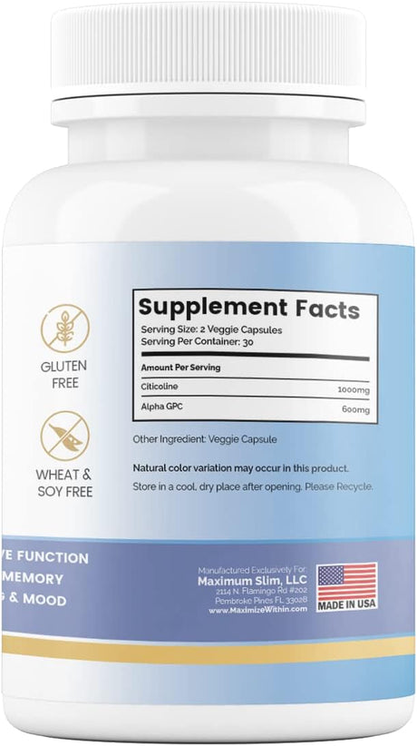 Alpha GPC + Citicolina 1600mg Mejora Cognitiva, Memoria y Energía