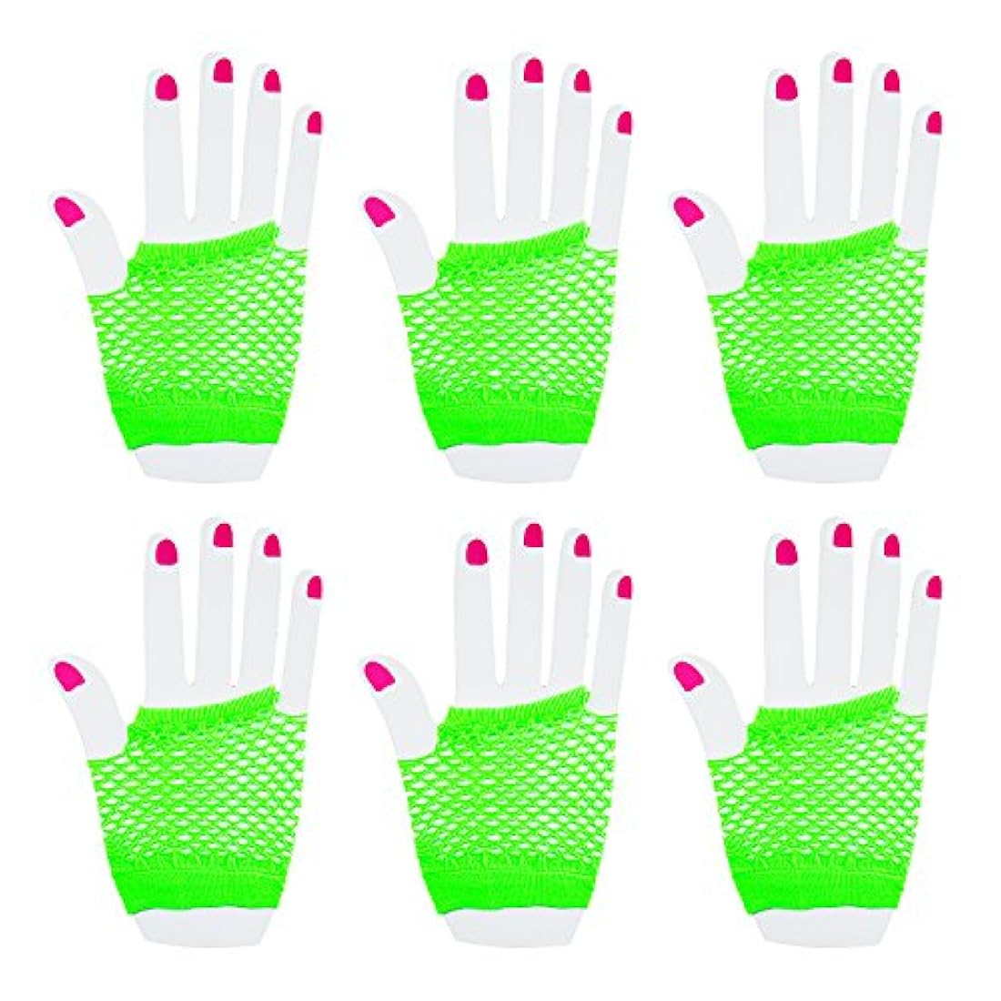 Guantes de neón sin dedos para fiestas disfraces
