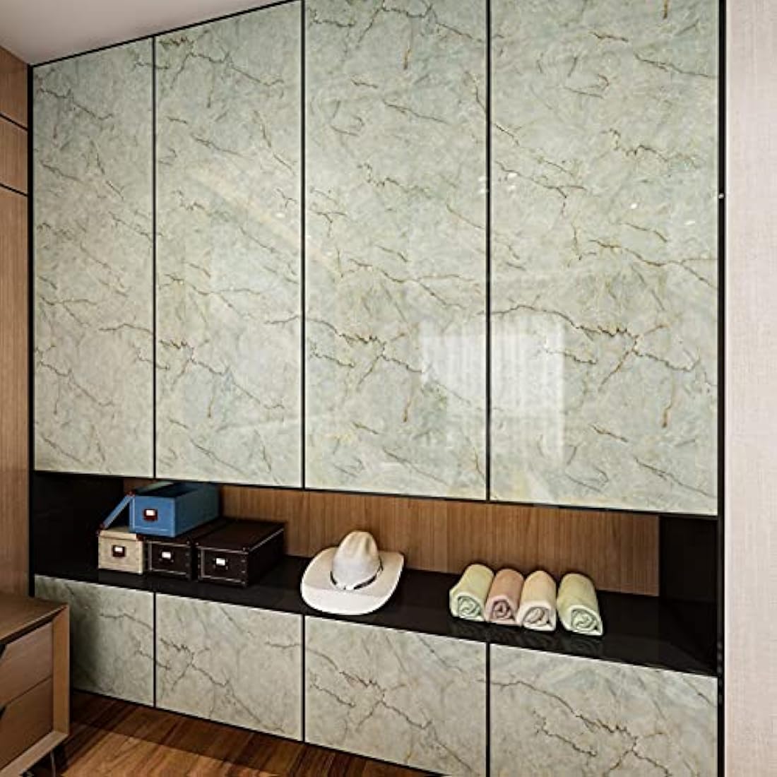 Papel pintado en vinilo tipo mármol verde (15.75 x 472)