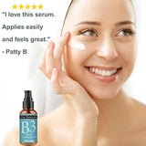 Crema serum pura orgánica, natural Vitamina B3, niacinamida 5 % Antiedad, repara la piel, reduce las arrugas, iguala el tono, combate el acné, disminuye los poros, fomenta la formación de colágeno, fabricada en EE. UU., no testeada en animales, 1