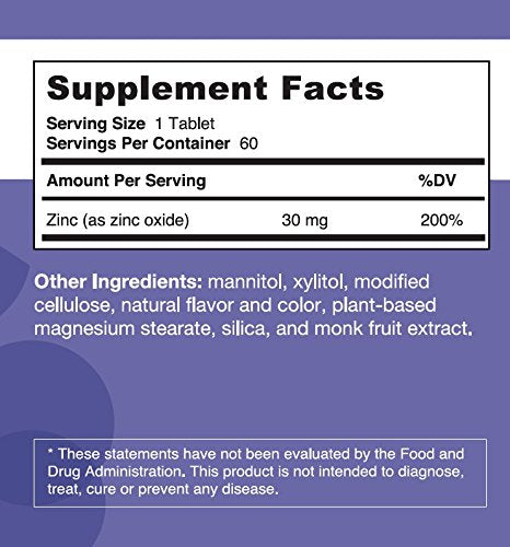 EZ derrite el zinc para el apoyo inmunitario,30 mg,vitaminas