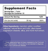 EZ derrite el zinc para el apoyo inmunitario,30 mg,vitaminas