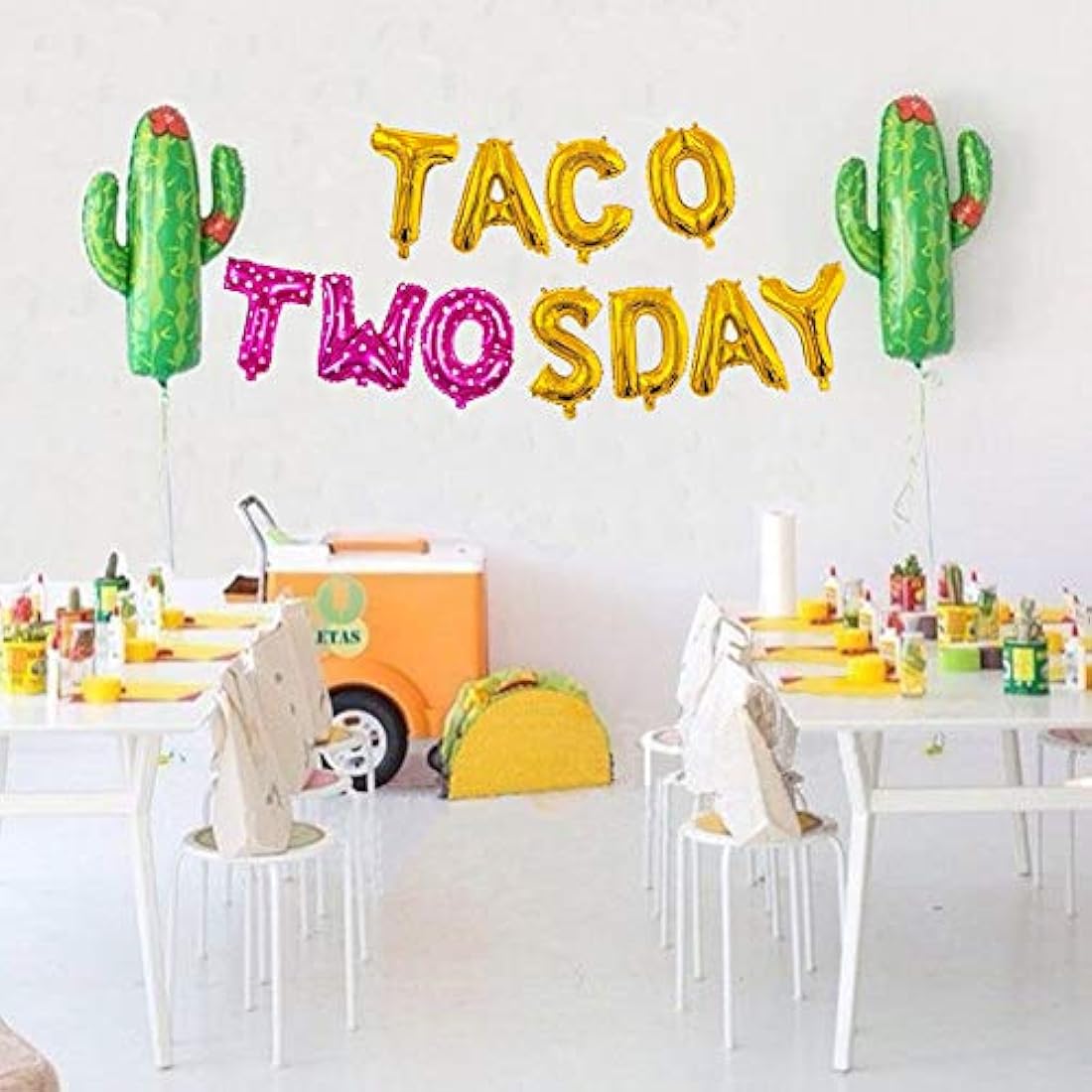 Kit de decoración Pancarta de Taco de dos días, globos
