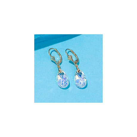 Aretes con dijes con forma de lágrima de cristal austriaco