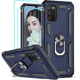LeYi Funda compatible con Samsung A03S, funda para Galaxy A03S con [2 unidades] protector de pantalla de vidrio templado, [grado militar], funda magnética con función atril para Samsung Galaxy A03S (6.5 pulgadas), azul