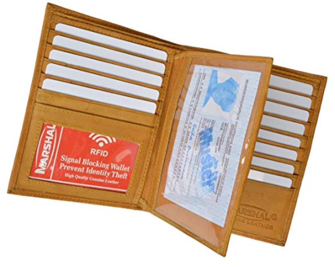 Marshal Bifold Cartera de piel auténtica con bloqueo RFID