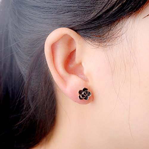 chapado en oro negro  pendientes para mujer