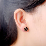 chapado en oro negro  pendientes para mujer