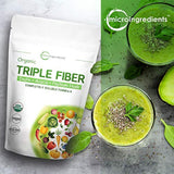 Suplemento orgánico triple de fibra dietética en polvo para la salud digestiva, 2 libras (32 onzas), todo natural, transparente, soluble en agua y libre de sabor, no transgénicos y veganos, 1