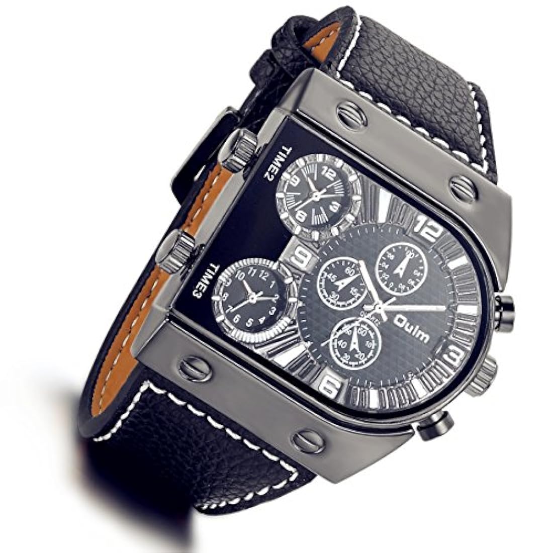 Reloj de piel para hombre con 3 zonas horarias Lancardo