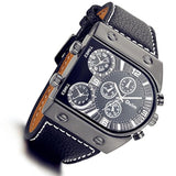 Reloj de piel para hombre con 3 zonas horarias Lancardo
