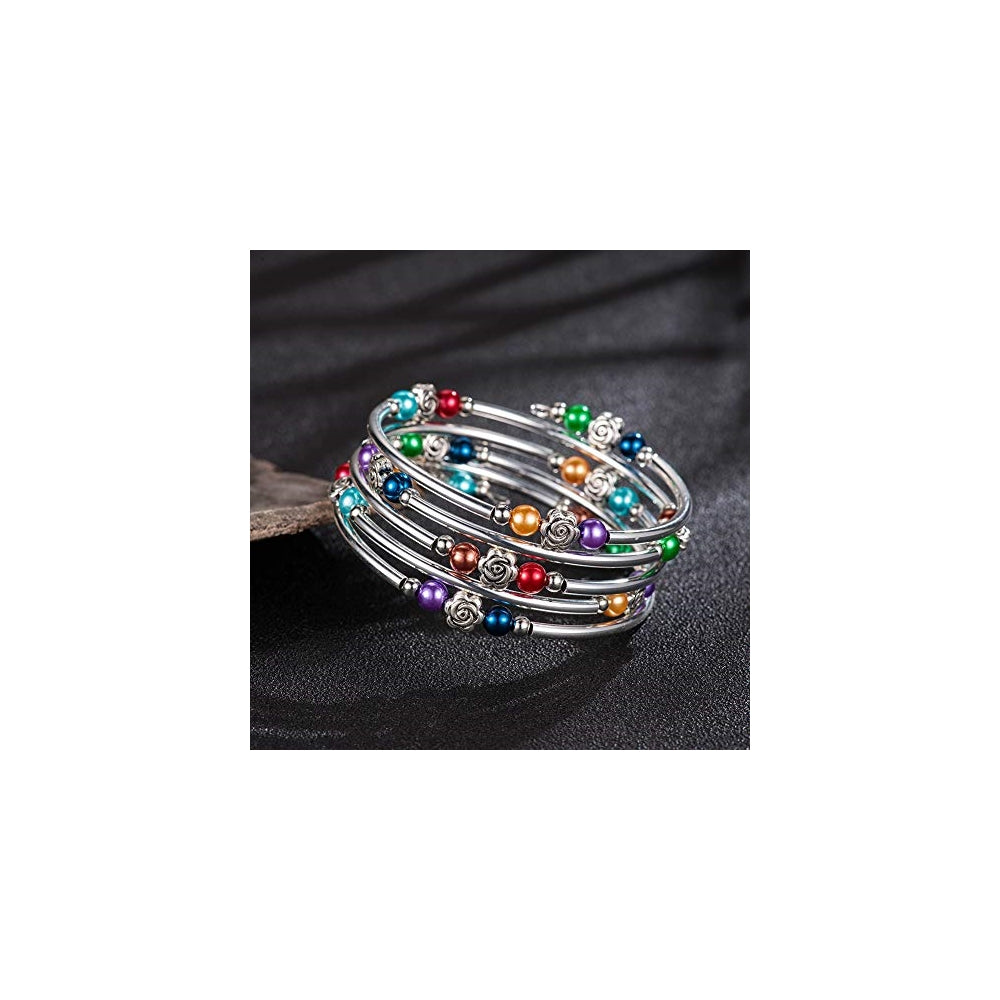 Pulseras y tobilleras tipo brazalete de cuentas de rosas