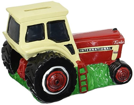 Alcancia con forma de tractor.