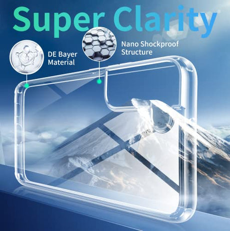 Meifigno Funda transparente para Samsung Galaxy S22+ Plus (6.6 pulgadas), [20X Anti-Amarillo] [Protección de grado militar y supertransparente] Tapa dura con funda de parachoques suave para Galaxy S22 Plus, Serie Natural