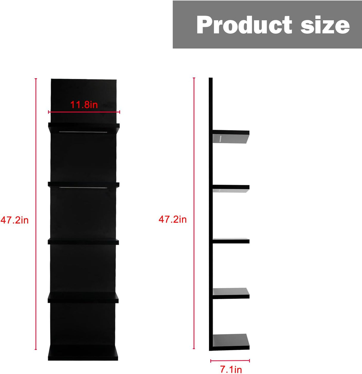 Estante Flotante de 5 Niveles con Luz LED, Diseño Vertical