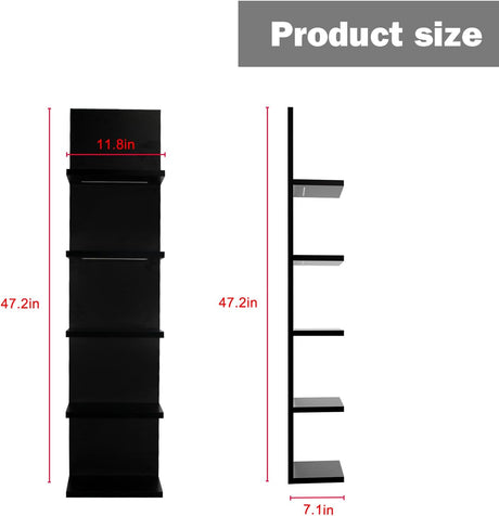 Estante Flotante de 5 Niveles con Luz LED, Diseño Vertical