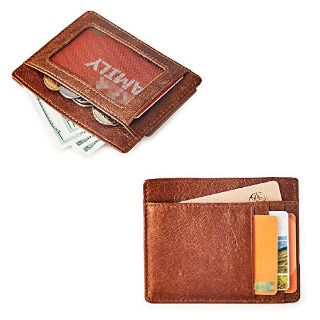 Billetera Tachuelas de latón de cuero fino para hombre