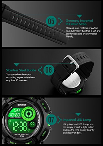 Fanmis Military Multi Function Digital LED Reloj de cuarzo Resistente al agua Electrónica Sport Relojes Rojo