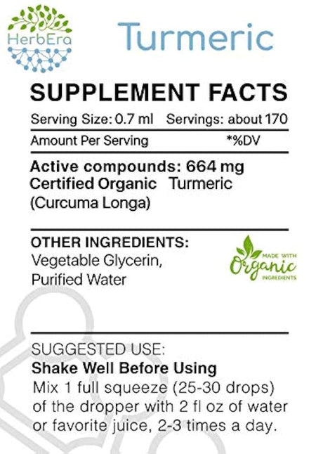 Turmeric alcohol-free Extracto Tintura de hierbas Cúrcuma