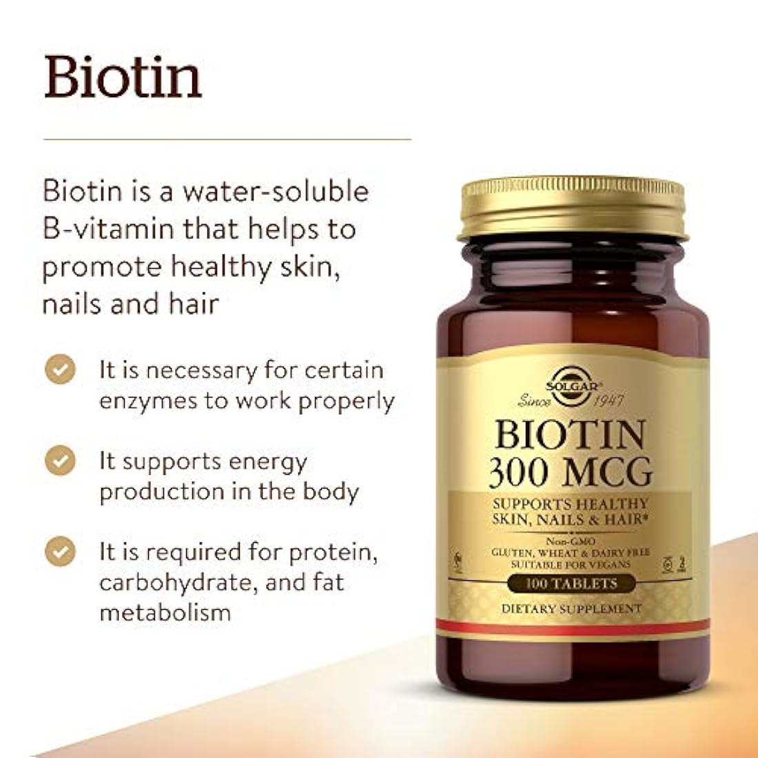 Biotin 300 mcg 100 Tab - Pack de 3