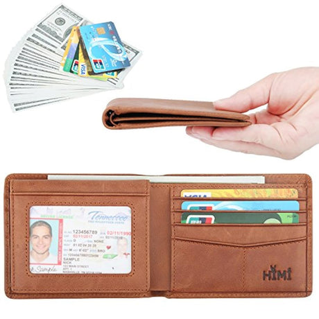 Billetera de cuero elegante para hombre con seguridad RFID