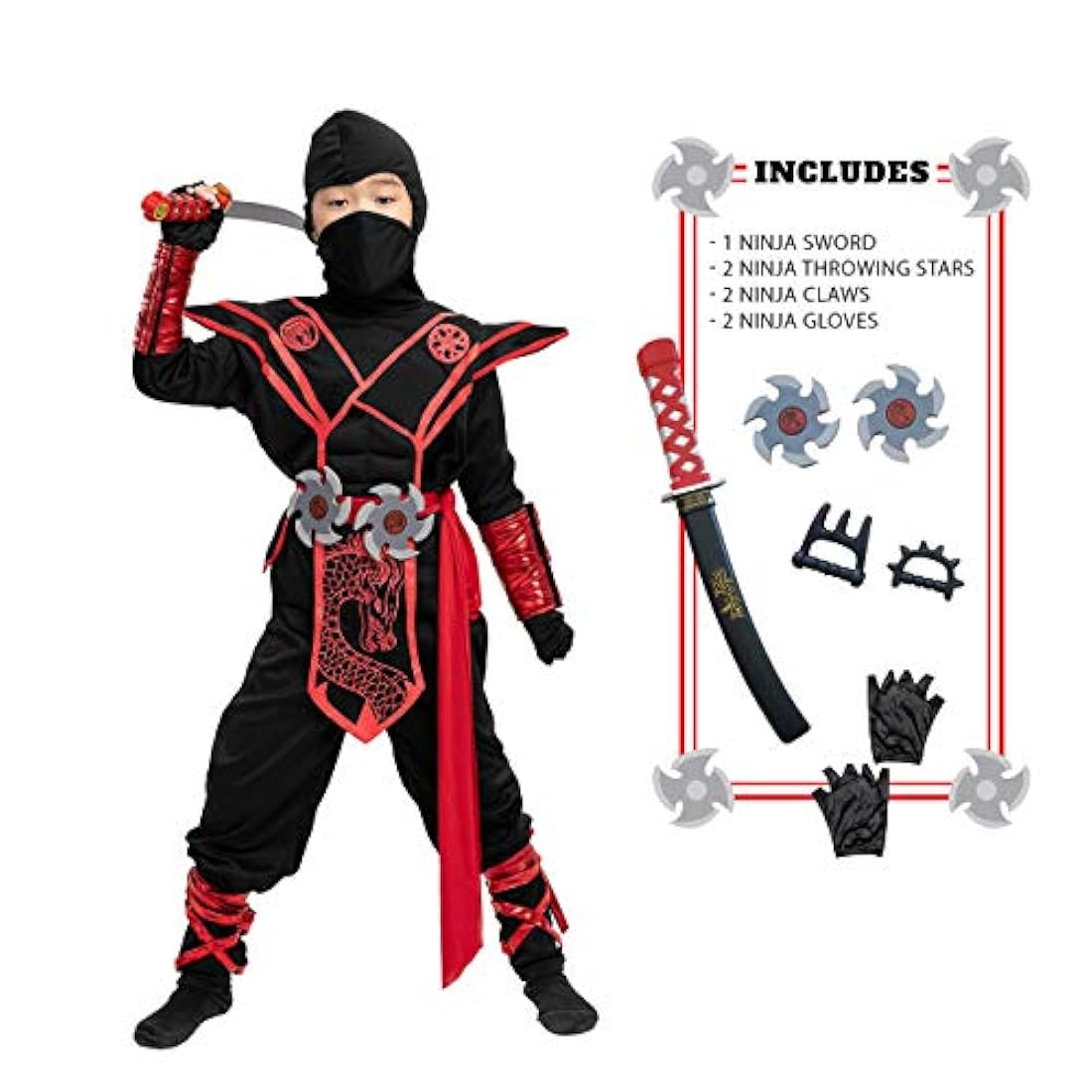 Disfraces  Atuendo de Ninja del dragón rojo