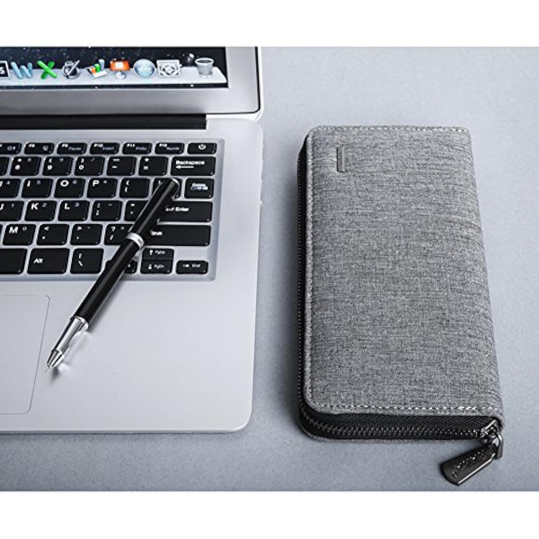 Cartera para hombre impermeable de lona con cremallera