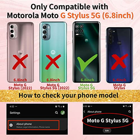 Shorogyt Funda de corazón para Motorola Moto G Stylus 5G 2021 de 6.8 pulgadas para mujer, bonito diseño estético, diseño de corazones de amor, para niñas, color oro blanco, diseño femenino, funda + pantalla + cadena para G Stylus 5G 2021