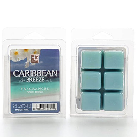 Hosley - Cubos de cera de 2.5 onzas cada uno vertido a mano con aceites esenciales, ideal para bodas, ocasiones especiales, fiestas, spa, reiki, meditación, Cera, Brisa caribeña, 2.5 onza