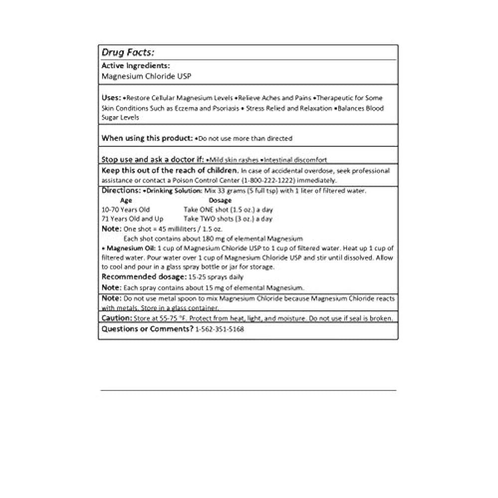 Cloruro de Magnesio USP  100% Comestible Cloruro de Magnesio