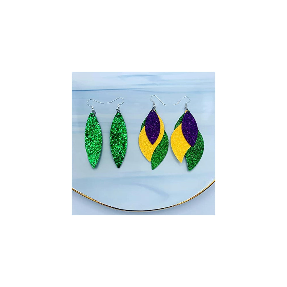 Aretes colgantes de piel sintética para mujer