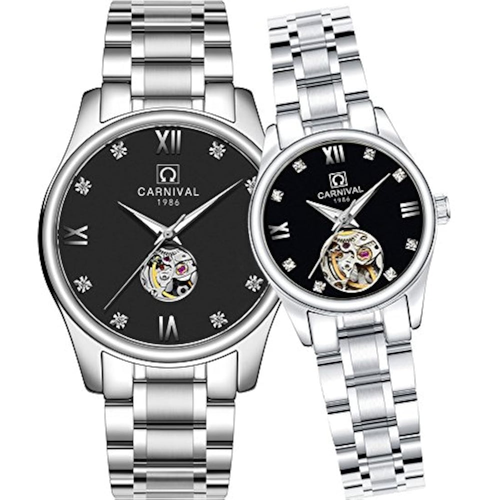 reloj  Set de regalo para hombres y mujeres de 2 (negro)