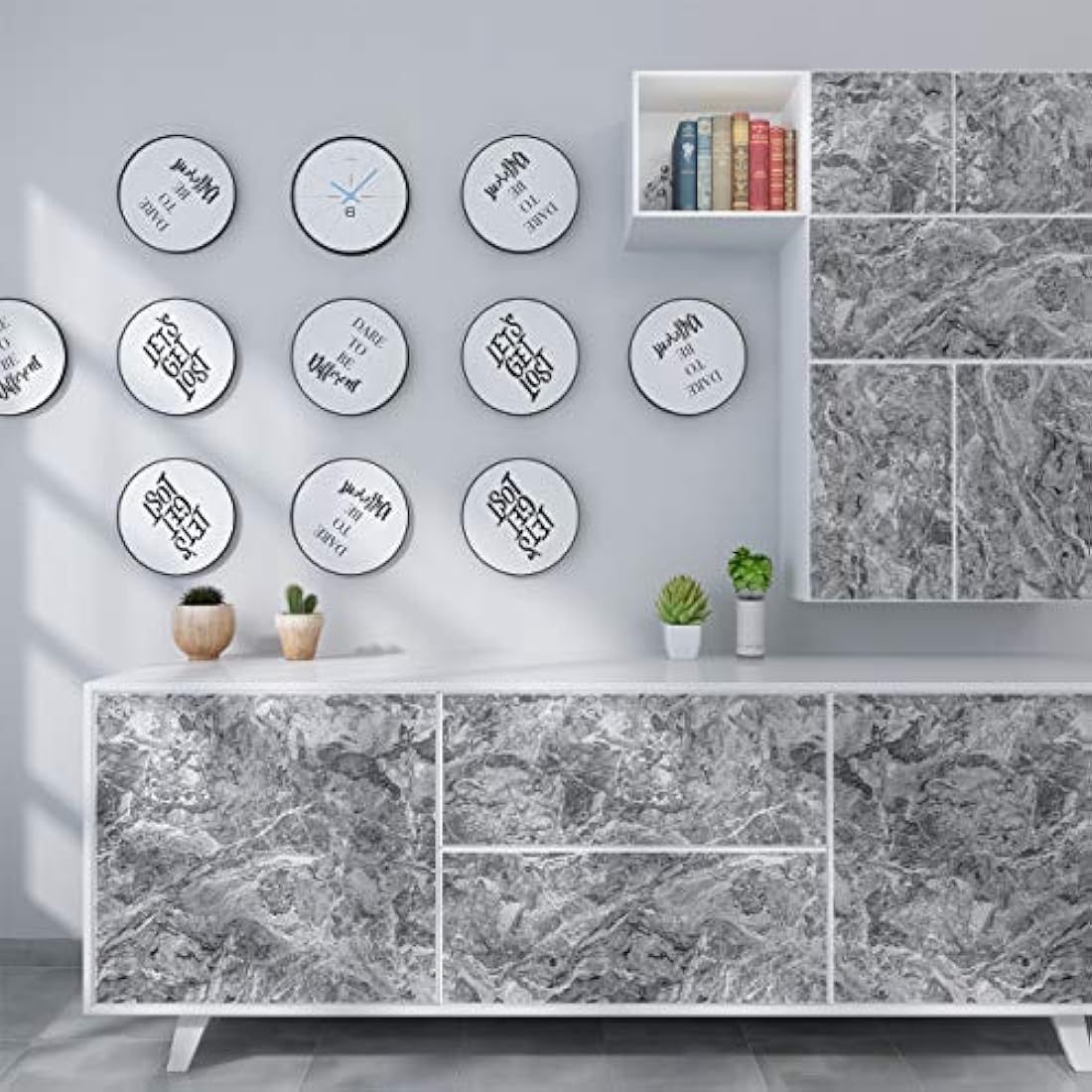 Vinilo autoadhesivo decorativo tipo mármol Gris (17.7x118)