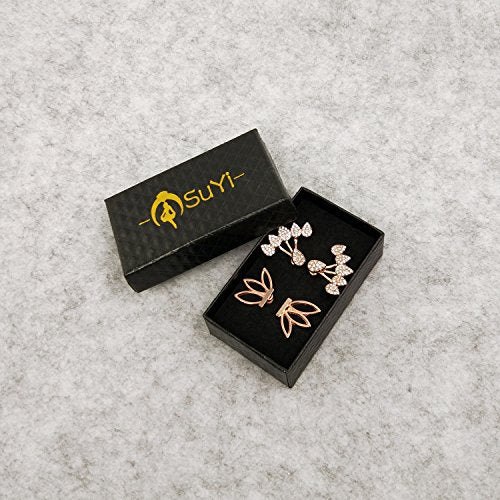 Fashion Hollow Lotus Flower Earrings Crystal Simple Chic