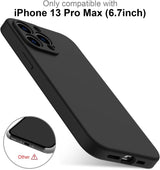 DEENAKIN Funda para iPhone 13 Pro Max con protector de pantalla, cubierta de goma de gel de silicona líquida suave y duradera para iPhone 13 Pro Max de 6.7 pulgadas, color negro