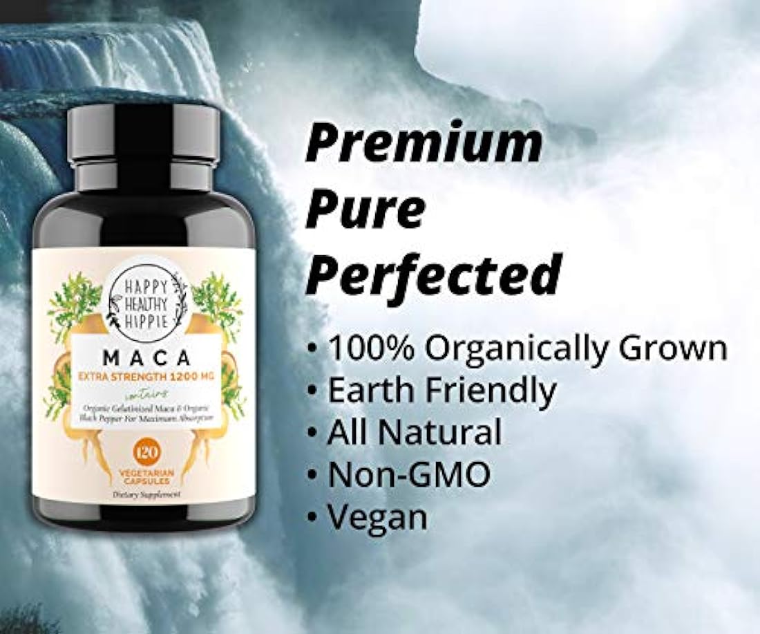 Complemento orgánico  maca Raíz 1200 mg-Vegano gelatinizado