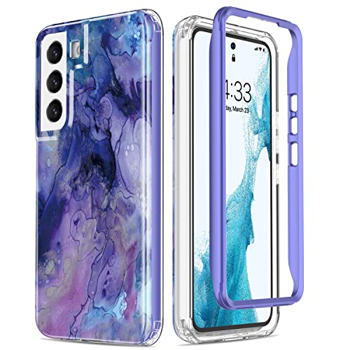 ESDOT Funda para Samsung Galaxy S22 Plus, grado militar, prueba de caídas de 21 pies, resistente, con diseños de moda para mujeres y niñas, funda protectora para teléfono Galaxy S22+ Plus 6.6 pulgadas, mármol ópalo y morado