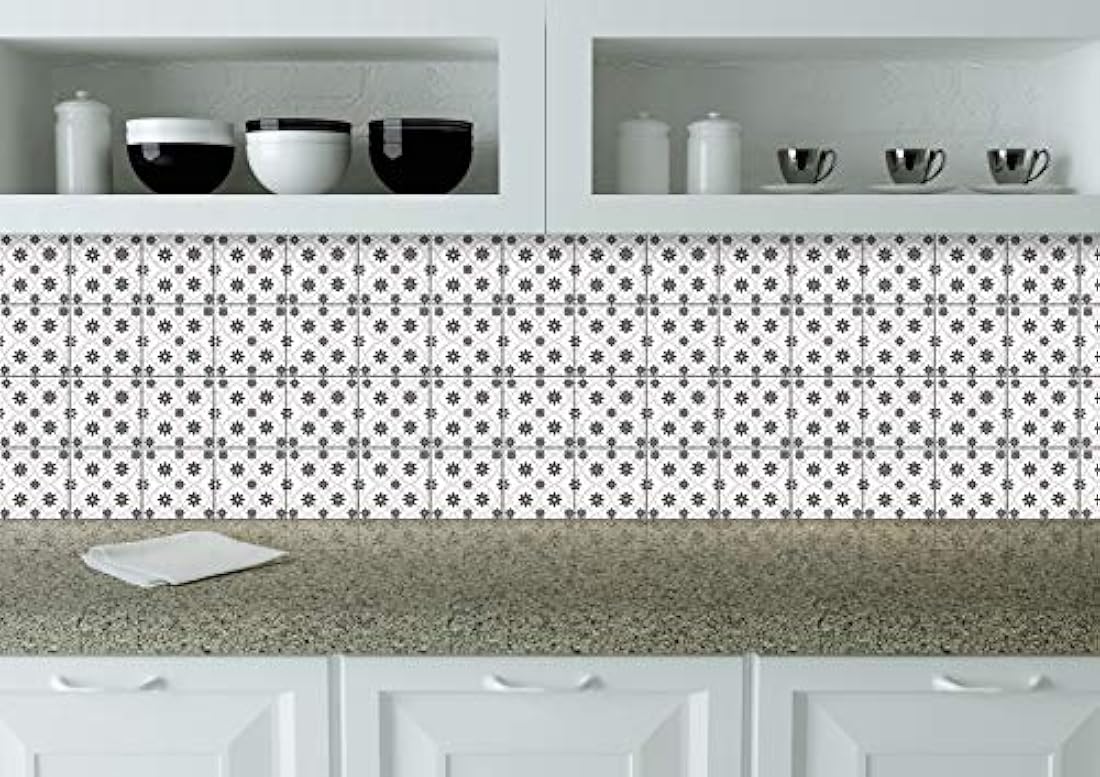 24 calcomanías  en vinilo para azulejos blanco/negro