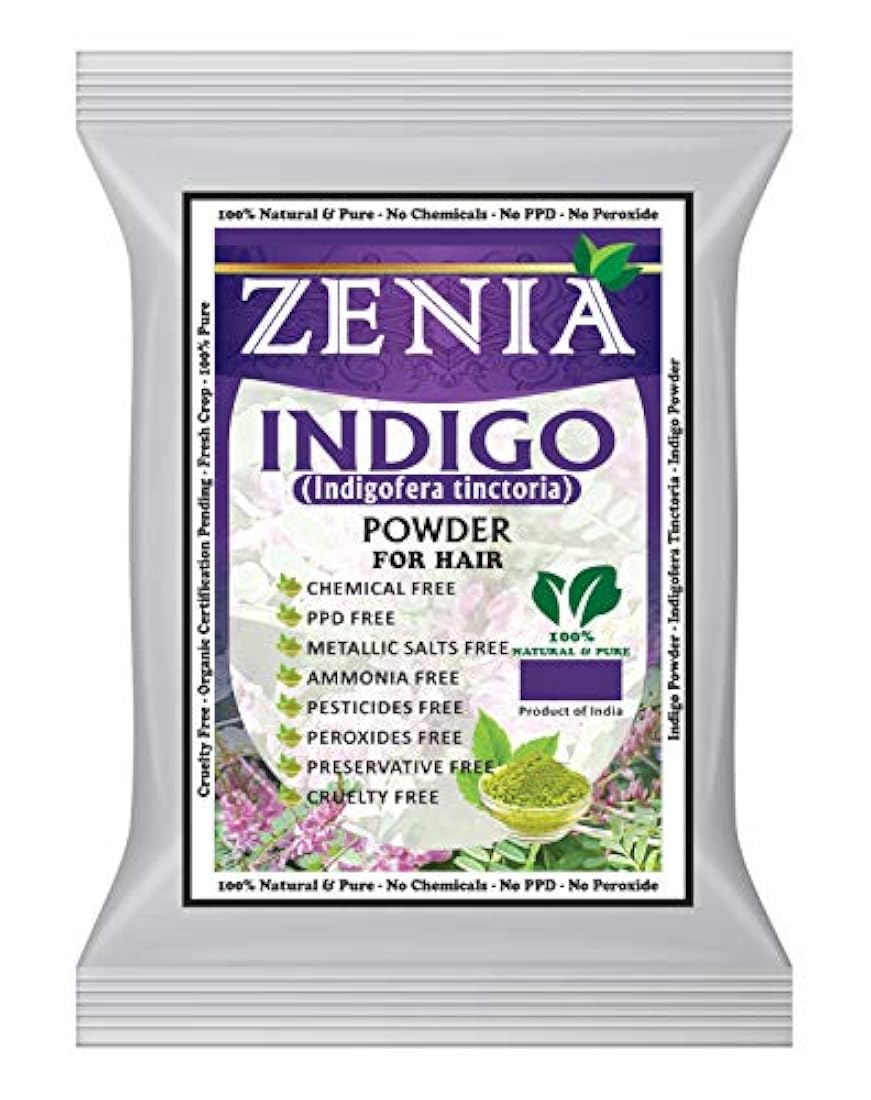 Zenia Polvo de añil (Indigofera Tinctoria) para el cabello