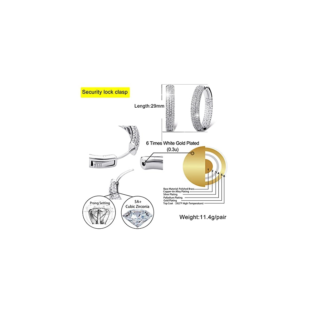 Aretes de aro con circonita cúbica chapados en oro