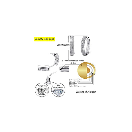Aretes de aro con circonita cúbica chapados en oro