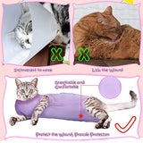 Traje de recuperación de gato de 3 piezas, traje de recuperación de gatito, collar electrónico alternativo para gatos y perros, traje de pijama anti lamer piel abdominal